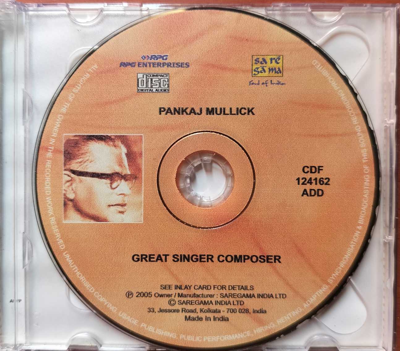 PANKAJ MULLICK GREAT SINGER COMPOSER - Includes YATRIK & Other Rare Hits Hindi 2CD Pack Audio Cd - Image 2