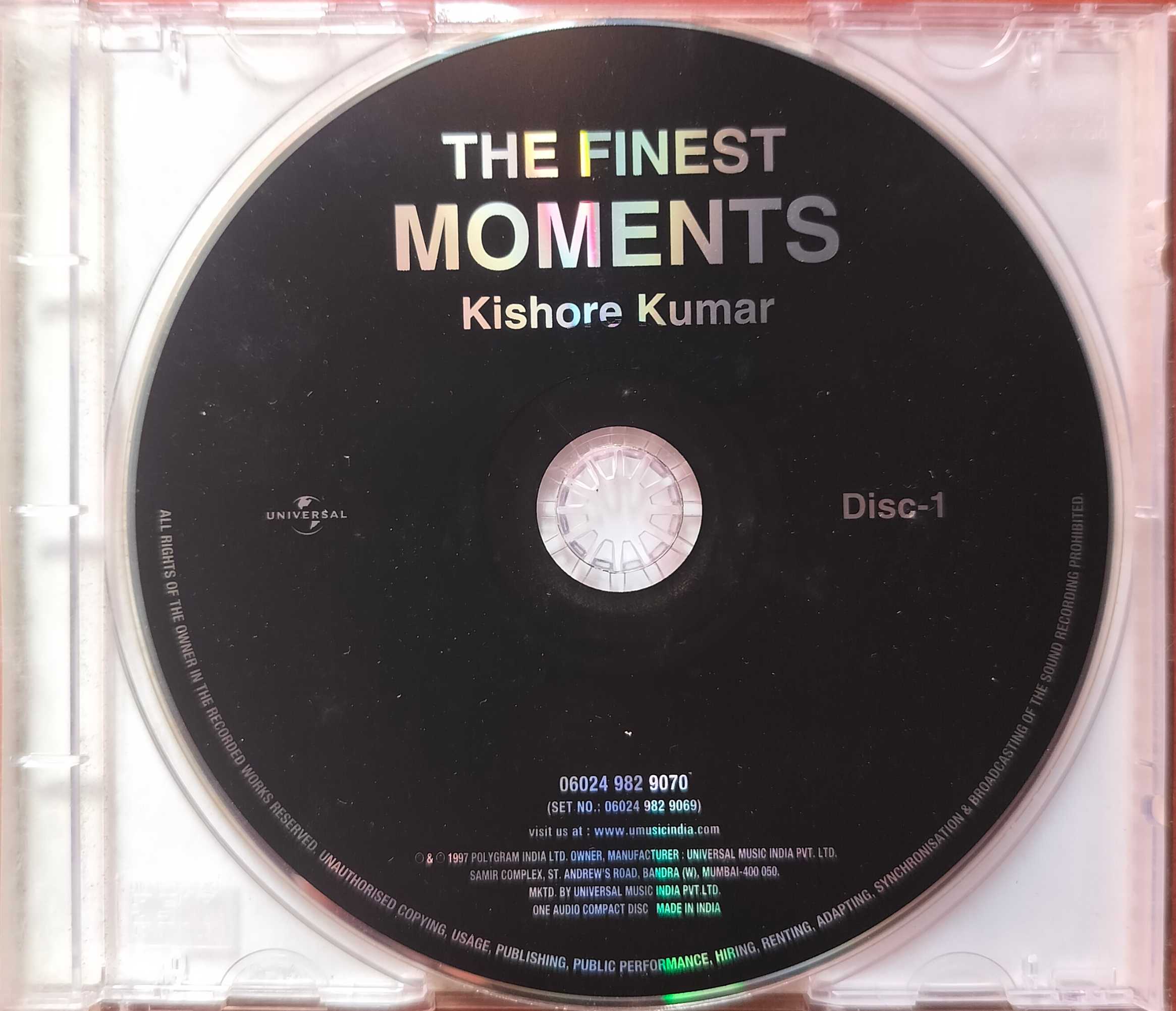 THE FINEST MOMENTS - Kishore Kumar Hindi Film Collection Audio Cd - Image 2