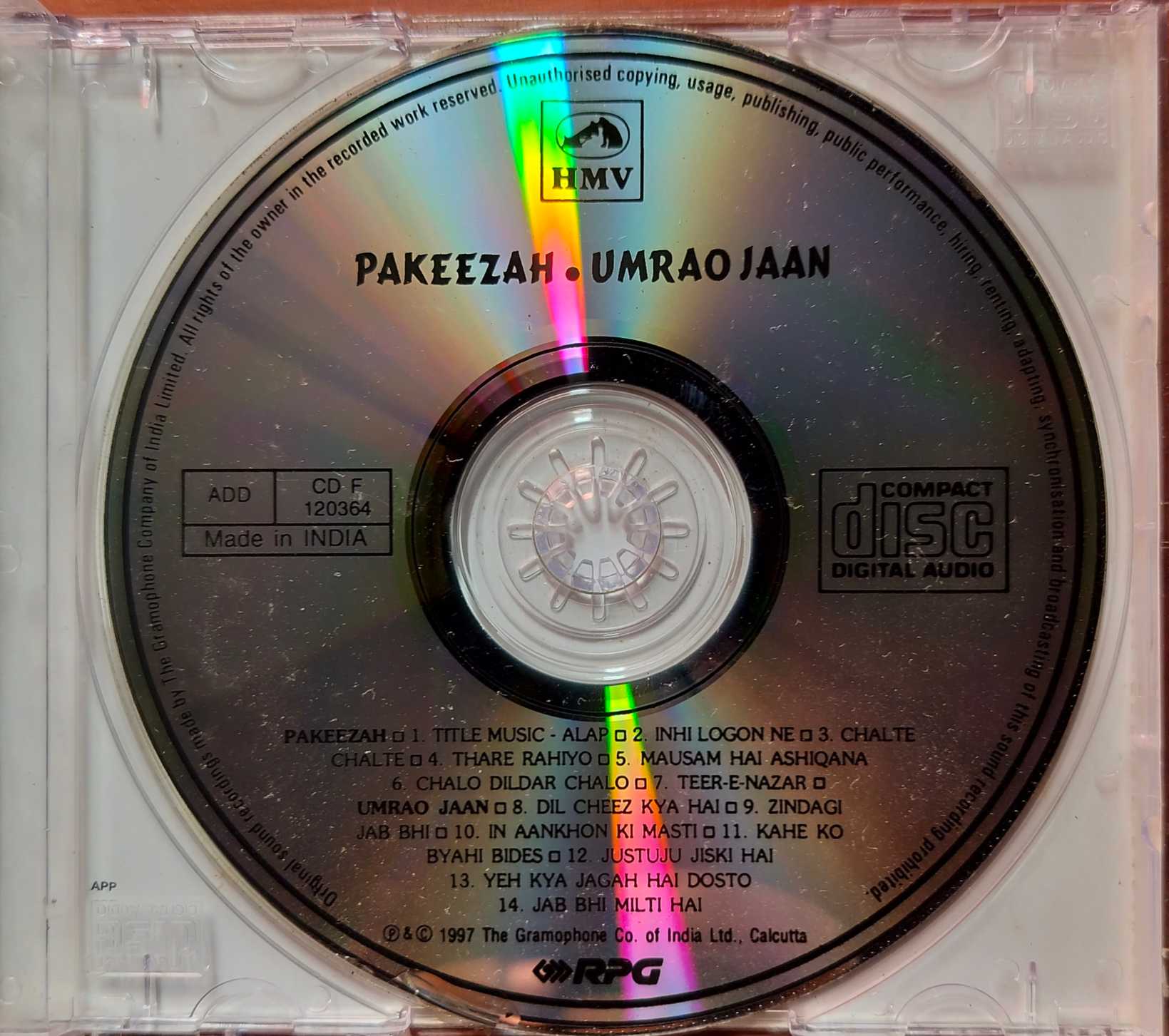 PAKEEZAH / UMRAO JAAN - Hindi Film Audio Cd - Image 2