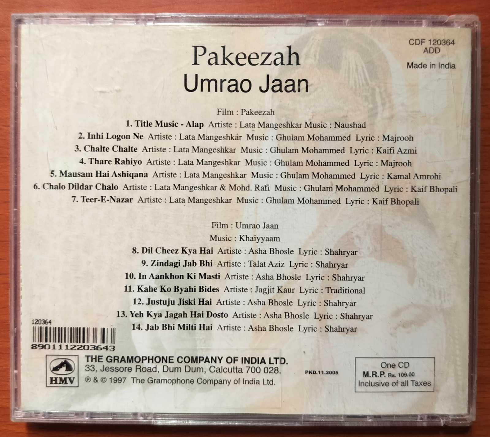 PAKEEZAH / UMRAO JAAN - Hindi Film Audio Cd - Image 3