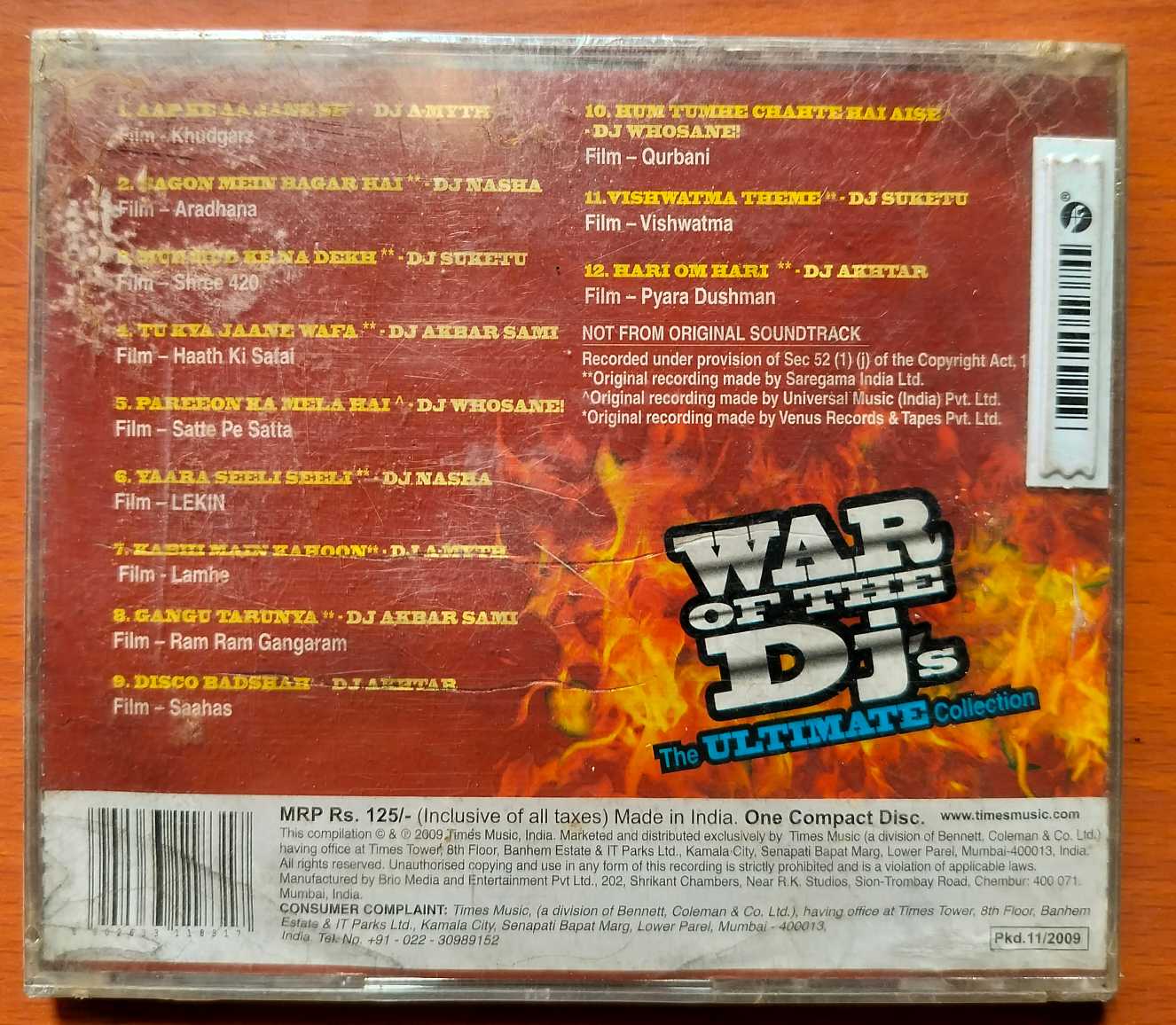 WAR OF THE DJ'S - Hindi Private Album Audio Cd (FACTORY SEALED PACK) - Image 2