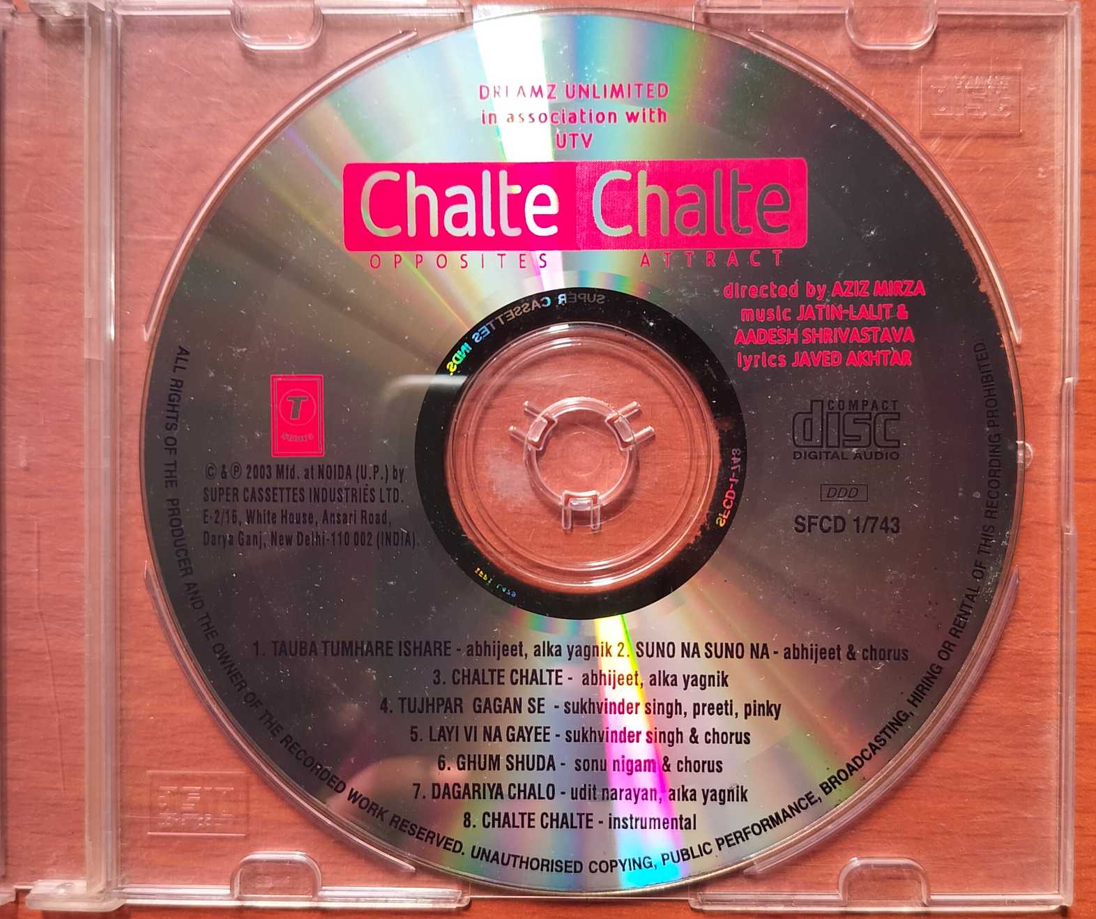 CHALTE CHALTE - Jatin Lalit & Aadesh Hindi Film Audio Cd - Image 2