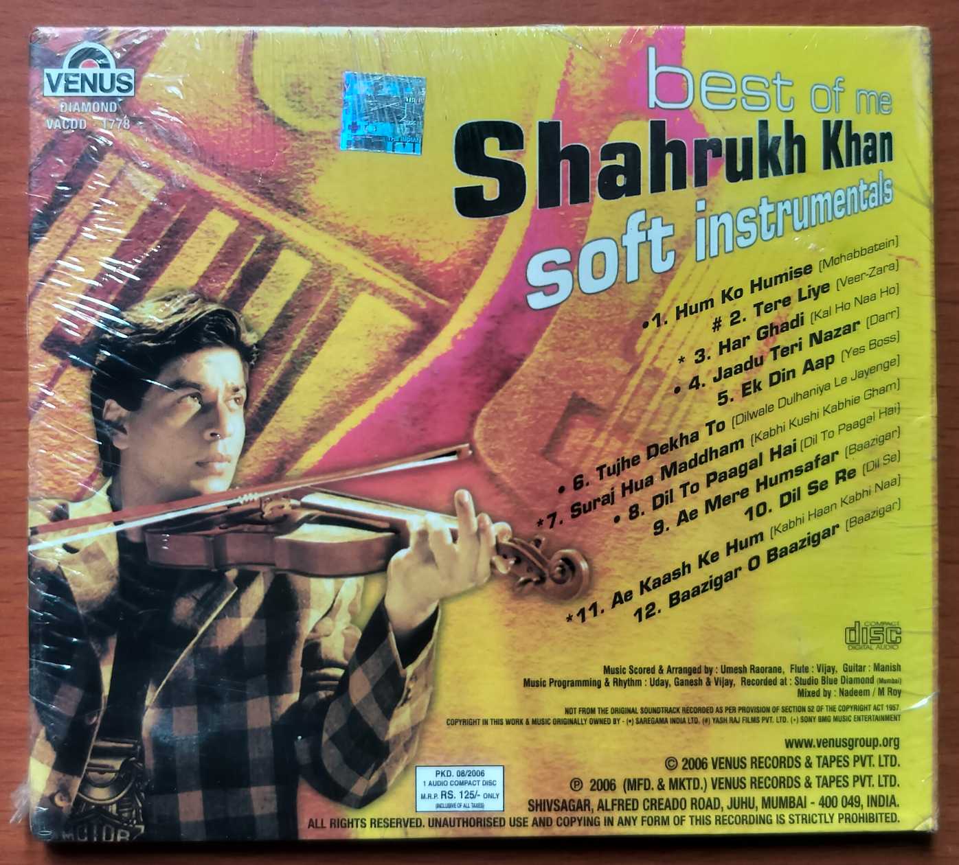 BEST OF THE SHAHRUKH KHAN SOFT INSTRUMENTAL - Hindi Film Instrumental Audio Cd (FACTORY SEALED PACK) - Image 2