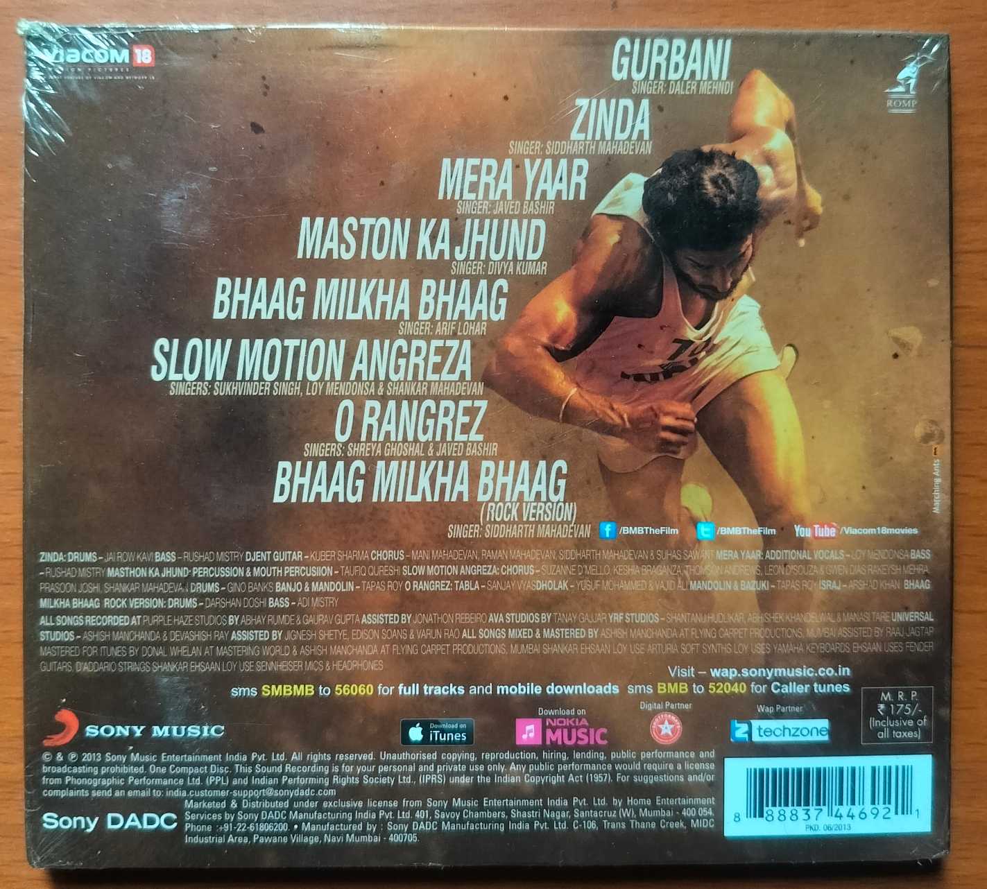 BHAAG MILKHA BHAAG - Shankar-Ehsaan- Loy Hindi Film Audio Cd (FACTORY SEALED PACK) - Image 2