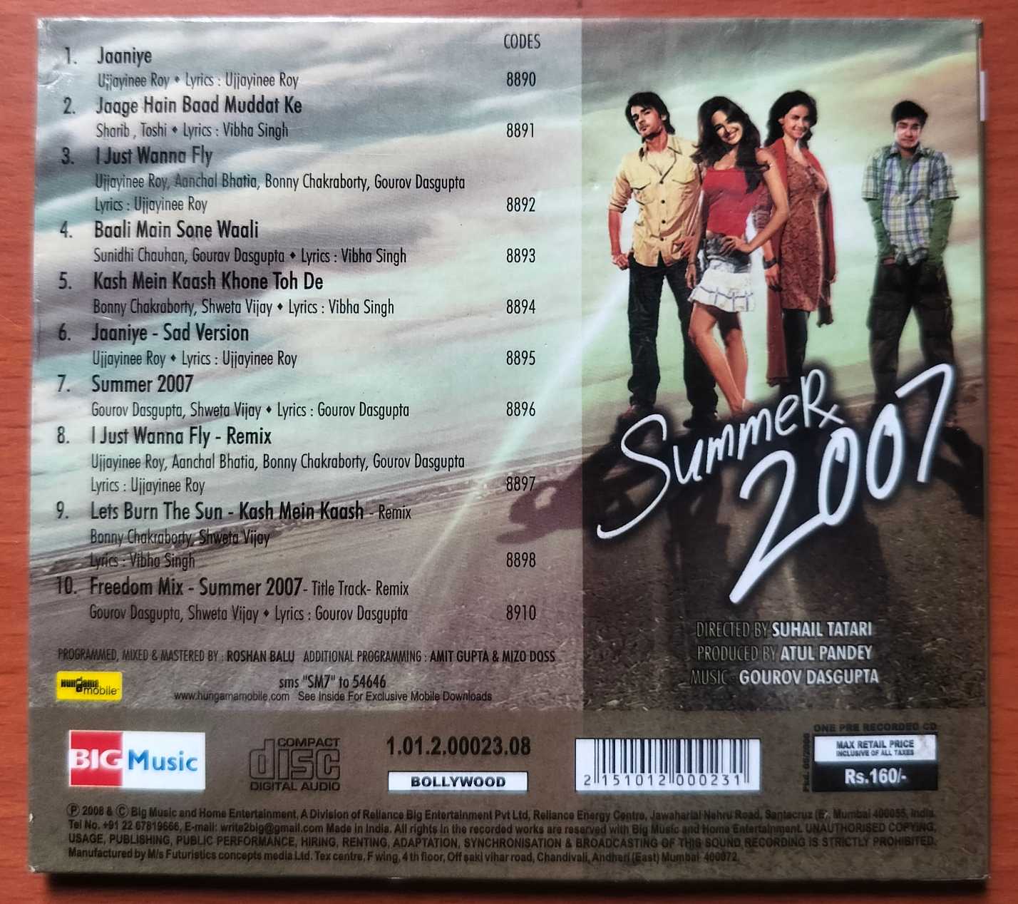 SUMMER 2007 - Gourov Dasdupta Hindi Film Audio Cd - Image 2